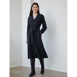 UNIQLO UV Protection Long Sleeve Women Shirt Dress SZ XS Black Minimalist Modern